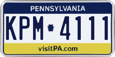 PA license plate KPM4111