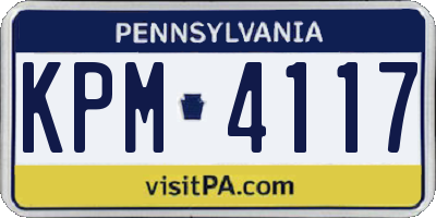 PA license plate KPM4117