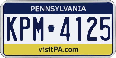 PA license plate KPM4125