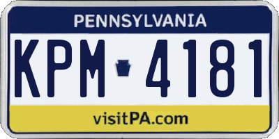 PA license plate KPM4181
