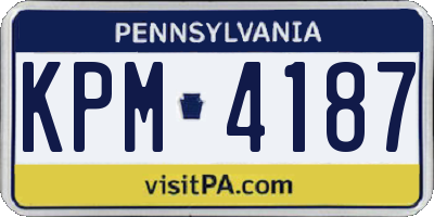 PA license plate KPM4187