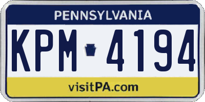 PA license plate KPM4194