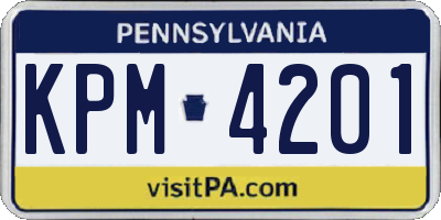 PA license plate KPM4201