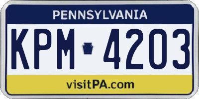 PA license plate KPM4203