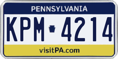 PA license plate KPM4214