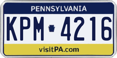 PA license plate KPM4216