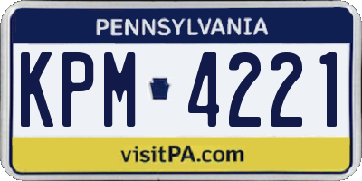 PA license plate KPM4221
