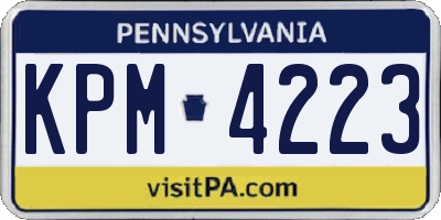 PA license plate KPM4223