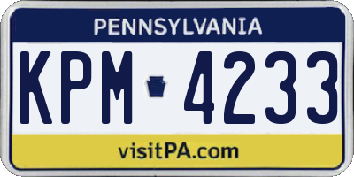 PA license plate KPM4233