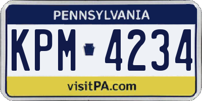 PA license plate KPM4234