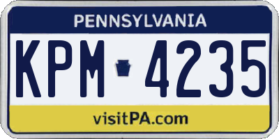 PA license plate KPM4235