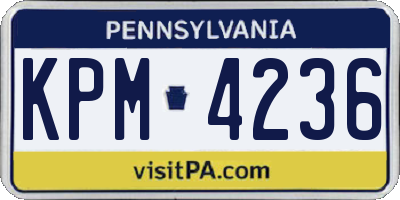 PA license plate KPM4236