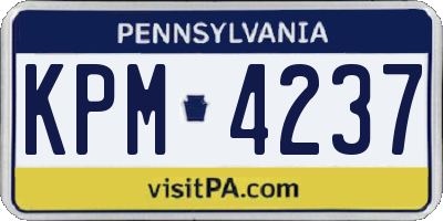 PA license plate KPM4237