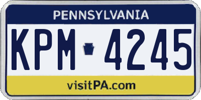 PA license plate KPM4245
