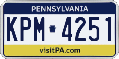 PA license plate KPM4251