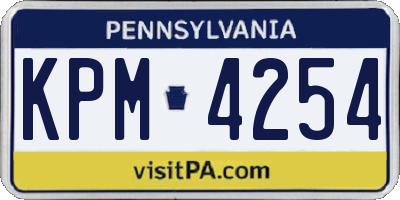 PA license plate KPM4254