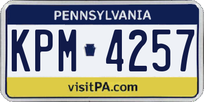 PA license plate KPM4257