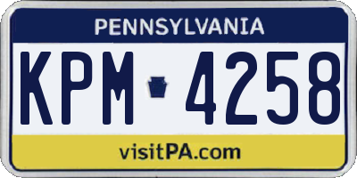 PA license plate KPM4258