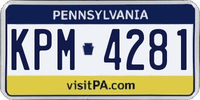 PA license plate KPM4281