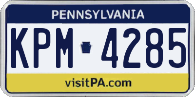 PA license plate KPM4285