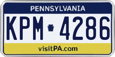 PA license plate KPM4286