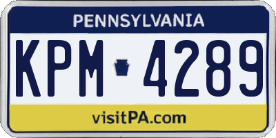 PA license plate KPM4289