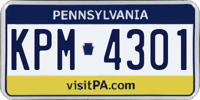 PA license plate KPM4301