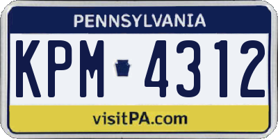 PA license plate KPM4312