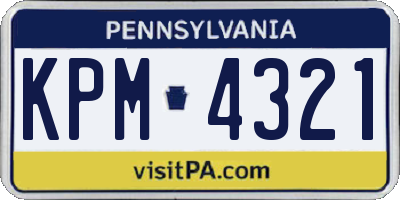 PA license plate KPM4321