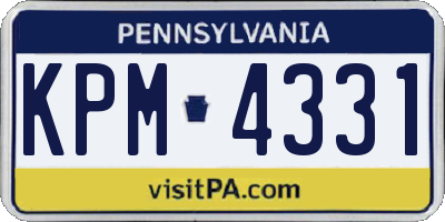 PA license plate KPM4331