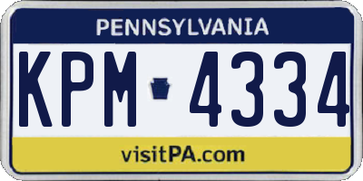 PA license plate KPM4334