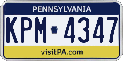 PA license plate KPM4347