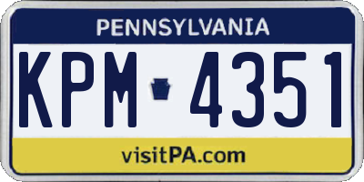 PA license plate KPM4351