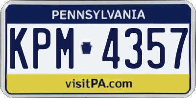 PA license plate KPM4357