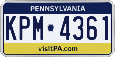 PA license plate KPM4361