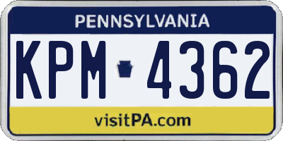 PA license plate KPM4362