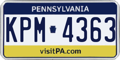 PA license plate KPM4363