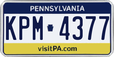 PA license plate KPM4377