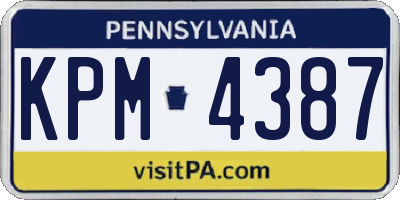 PA license plate KPM4387