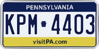 PA license plate KPM4403