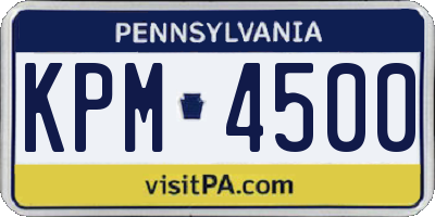 PA license plate KPM4500