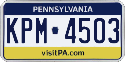 PA license plate KPM4503