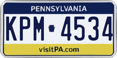 PA license plate KPM4534