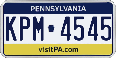 PA license plate KPM4545