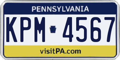 PA license plate KPM4567
