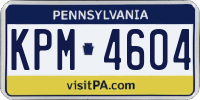 PA license plate KPM4604