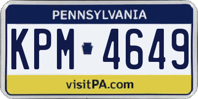 PA license plate KPM4649
