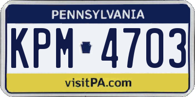 PA license plate KPM4703