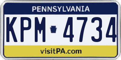 PA license plate KPM4734