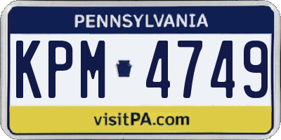 PA license plate KPM4749